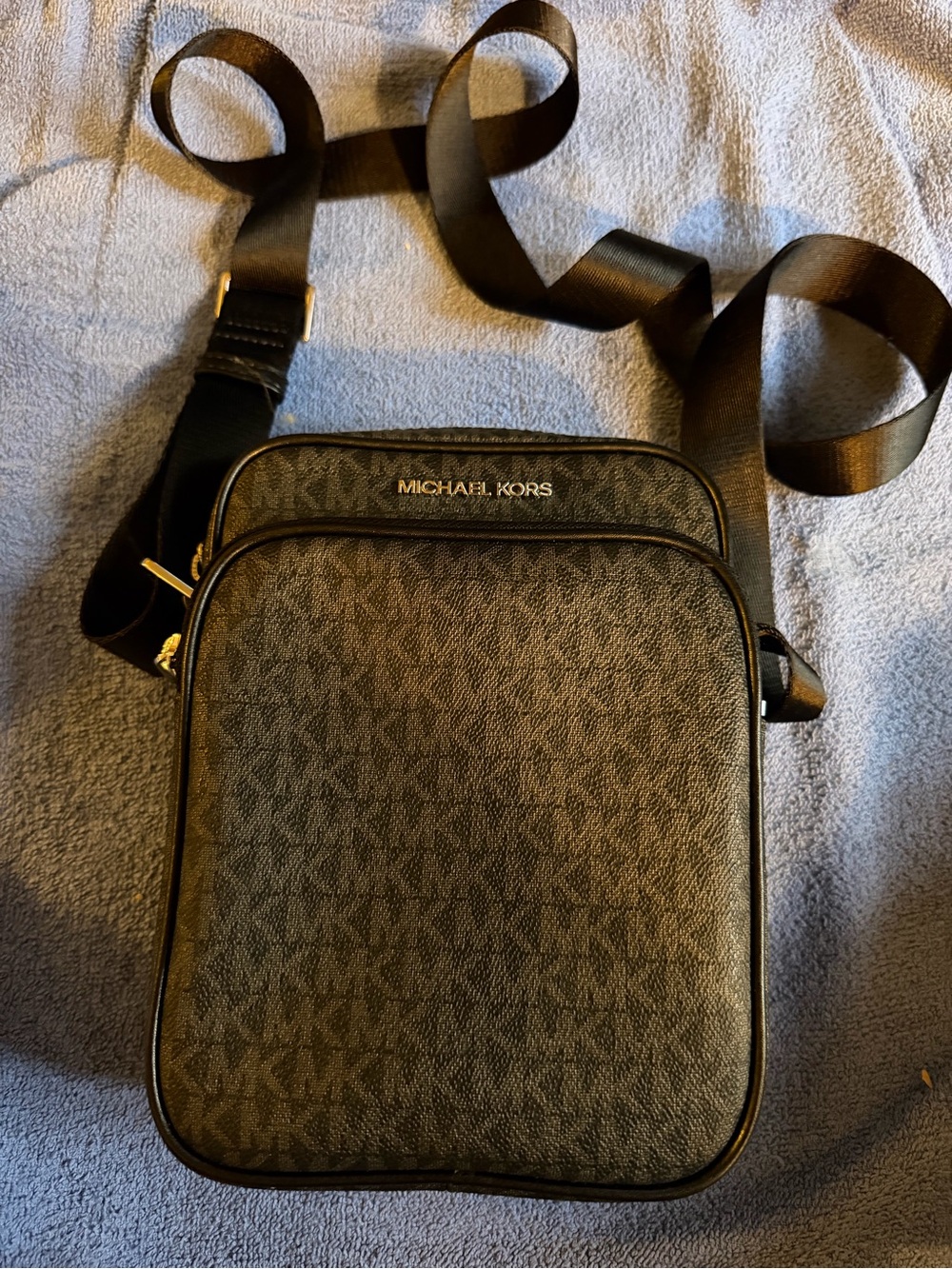 Michael Kors Black MK Logo Messenger Crossbody